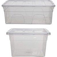 Whitefurze Spacemaster Midi & Maxi Storage Boxes With Lids, Clear, 2 Piece Set