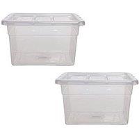 Whitefurze Spacemaster Maxi Set Of 2 Rectangular Clear Storage Boxes 22L