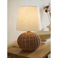 Valuelights Henrietta Natural Wicker Base With Linen Shade Table Lamp