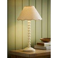 Valuelights Bobbin Natural Trim Linen Shade Cream Bobble Table Lamp With Bulb