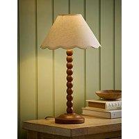 Valuelights Bobbin Natural Trim Linen Shade Walnut Bobble Table Lamp With Bulb