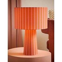 Valuelights Thorley Orange Stripe Drum Shade Full Fabric Table Lamp