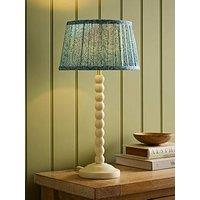 Valuelights Bobbin Leaf Printed Pleated Shade Cream Bobble Table Lamp
