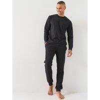 Jack & Jones Mens 2 Piece Crew Neck Lounge Set - Black