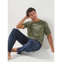 Jack & Jones Everest T-Shirt And Trousers Pyjama Set - Khaki/Blue