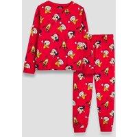 The Very Collection Boys Festive Mickey Mouse Print Pyjamas - Red