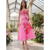 Roman Floral Strappy Midi Dress