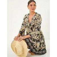 Roman Floral V-Neck Swing Dress