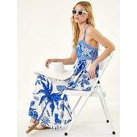 Roman Pineapple Palm Strappy Midi Dress