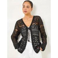 Roman Petite Cotton Crochet Knit Cardigan