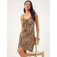 Roman Petite Paisley Print Tassel Front Dress