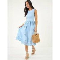 Roman Petite Embroidered Hem Midi Dress