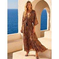 Roman Paisley Boho Print Maxi Dress
