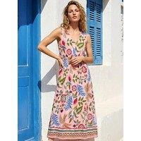 Roman Tropical Floral Midi Dress