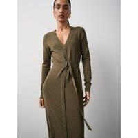 Michelle Keegan Long Sleeve Belt Detail Midaxi Dress - Olive