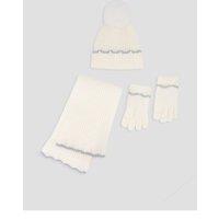 The Very Collection Girls Pearl Scallop 3 Piece Hat Scarf Gloves Set - Cream