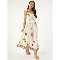Roman Petite Fruit Print Strappy Midi Dress