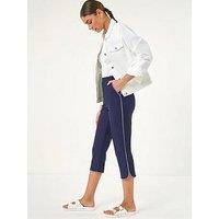 Roman Stripe Side Seam Cropped Trousers