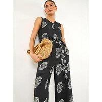 Roman Mono Border Print Belted Trouser