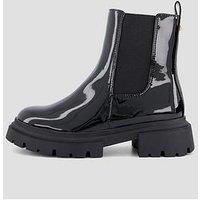 The Very Collection Older Girls Patent Chunky Chelsea Boot - Black