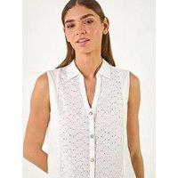 Roman Broderie Collared Vest Top