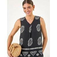 Roman Mono Border Print Vest