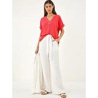 Roman Pleat Front V-Neck Top
