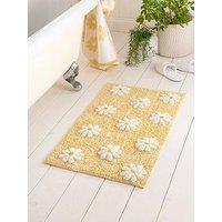 Dreams & Drapes Daisy Floral Bath Mat In Ochre
