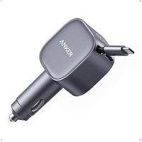 Anker Nano Car Charger, 75W Fast Charging With Retractable Usb-C Cable, Grey