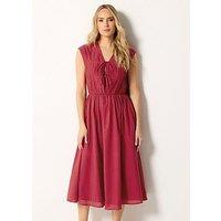Long Tall Sally Pleat Tie Front Midi Dress - Red