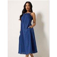Pixiegirl Petite Strappy Cheesecloth Maxi Dress - Blue