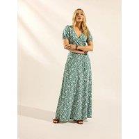 Long Tall Sally Floral Wrap Maxi Dress - Green