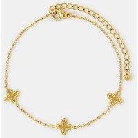 Accessorize Stainless Steel Clover Station Bracelet