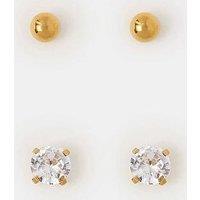 Accessorize 2 Pack 14Ct Gold-Plated Surgical Steel Diamant&Eacute; Flatback Earrings - Gold