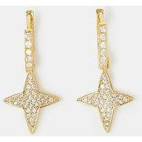 Accessorize 14Ct Gold-Plated Star Charm Hoop Earrings - Gold