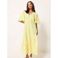 Pixiegirl Petite Textured Asymmetric Midi Dress - Yellow