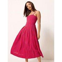 Pixiegirl Petite Stripe Pleated Midi Dress - Pink