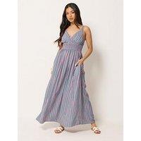 Pixiegirl Petite Stripe Wrap Maxi Dress - Pink Stripe