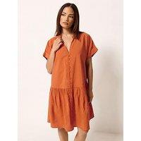 Pixiegirl Petite Button Through Drop Waist Dress - Orange