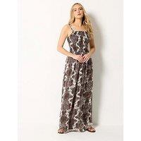 Long Tall Sally Paisley Shirred Maxi Dress - Brown