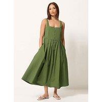 Pixiegirl Petite Zip Front Midi Dress - Green