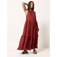 Pixiegirl Petite Tie Neck Halter Maxi Dress - Red