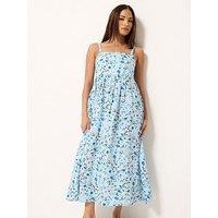 Pixiegirl Petite Ditsy Print Midi Dress - Blue