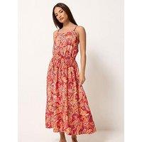 Pixiegirl Petite Paisley Print Midi Dress - Orange
