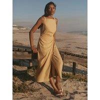 Mint Velvet Wrap Linen Midi Dress - Yellow