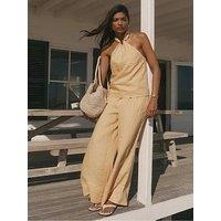 Mint Velvet Linen Wide Trouser - Yellow