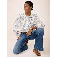 Mint Velvet Floral Print Blouse - Blue