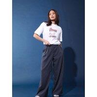 Pixiegirl Womens Petite Pinstripe Wide Leg Trousers - Blue