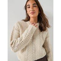 Levi'S Womens Pointelle Crew Neck Long Sleeve Jumper - Cream