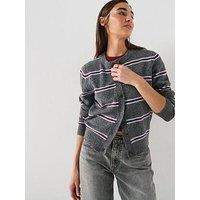 Levi'S Claire Stripe Long Sleeve Knitted Cardigan - Blue